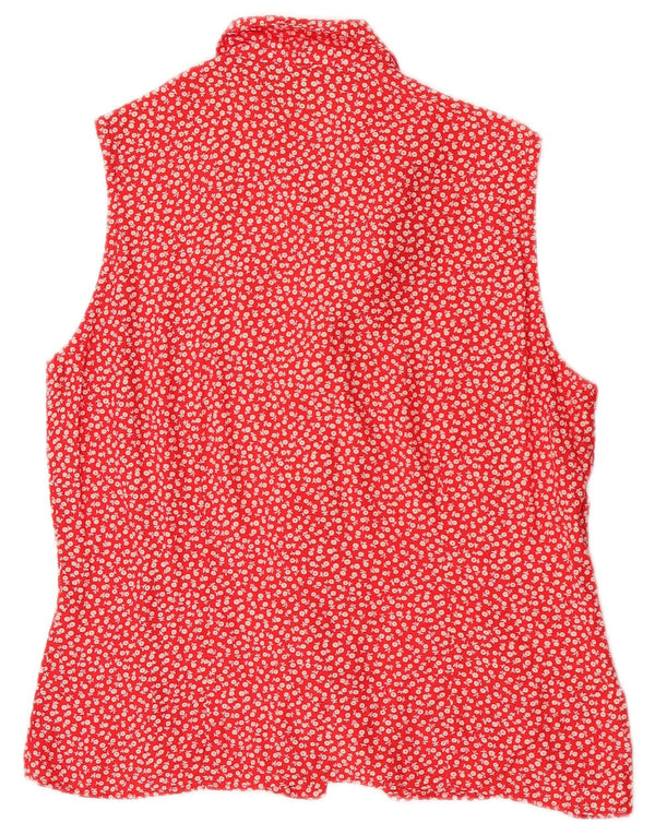 Benetton Dame Ærmeløs skjorte Bluse IT 44 Medium Red Floral Viscose