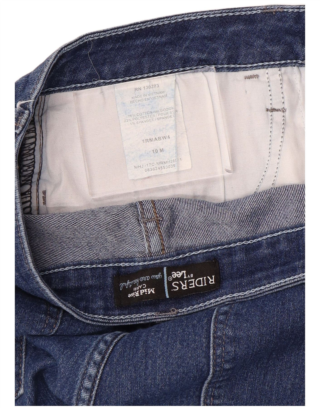 Lee Womens Riders Mid Rise Capri Jeans US 10 Large W32 L21 Blue Cotton