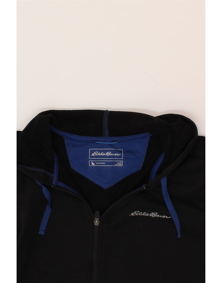 EDDIE BAUER Mens Zip Hoodie Sweater Large Black Polyester Vintage Eddie Bauer and Second-Hand Eddie Bauer from Messina Hembry 
