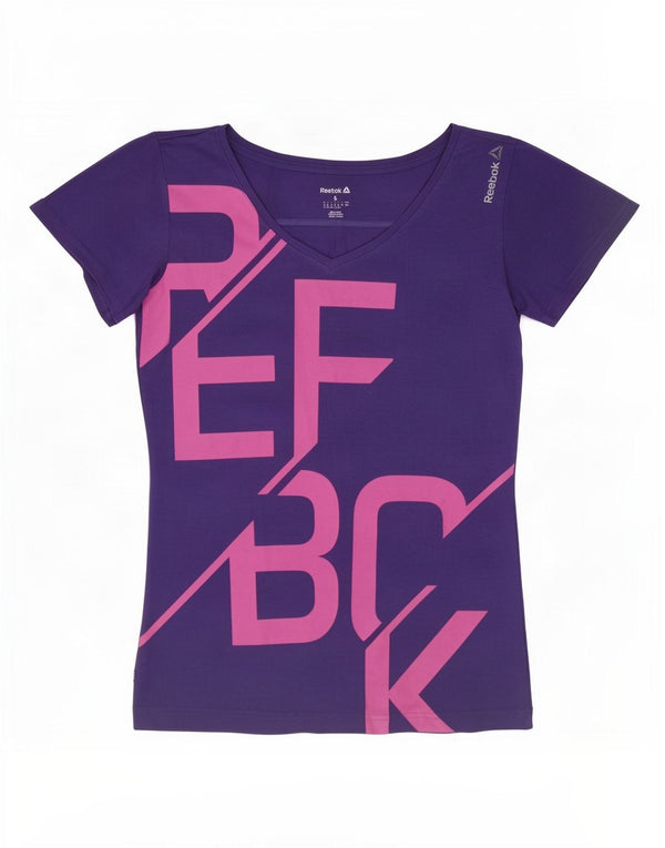 Reebok Womens Regular Graphic T-Shirt Top UK 8/10 Small Purple