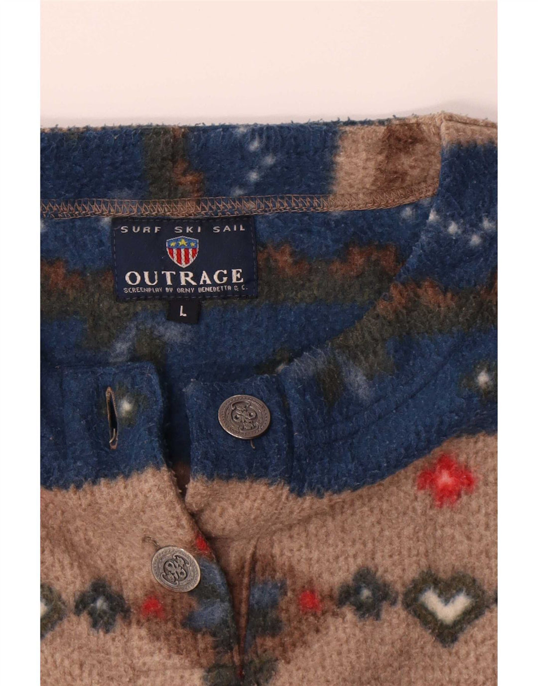 Vintage fleecetrøje til mænd Stor flerfarvet Fair Isle Polyester
