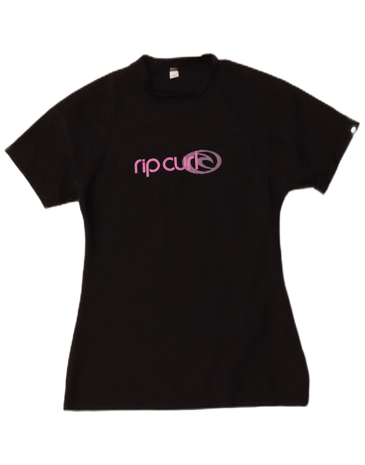 Rip Curl Dame Grafisk T-Shirt Top US 12 Stor Sort Polyamid