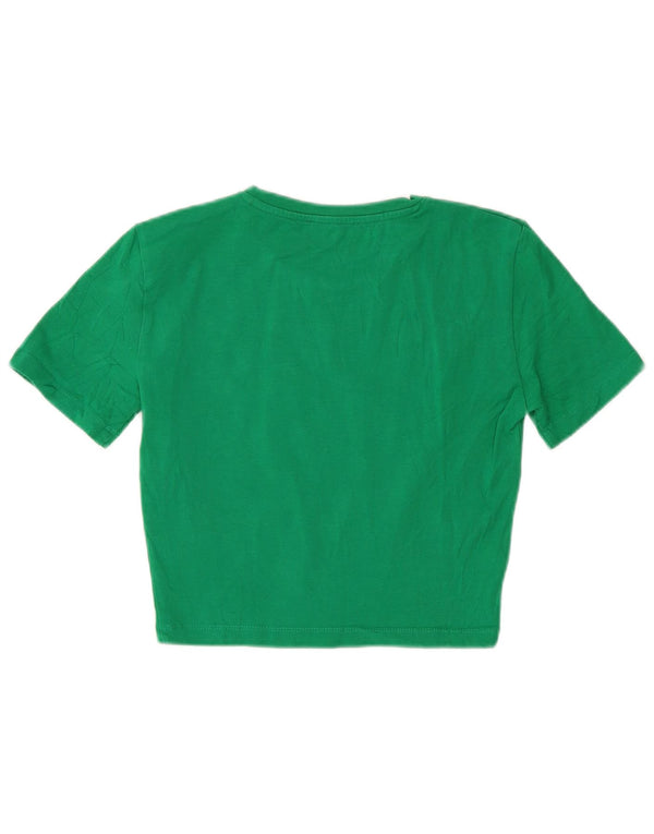 Zara Womens Crop T-Shirt Top UK 8 Lille grøn bomuld