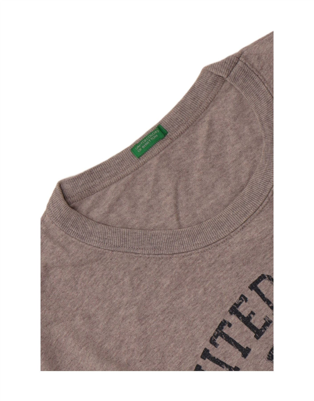 Benetton Herre Grafisk T-Shirt Top Stor Grå Flecked