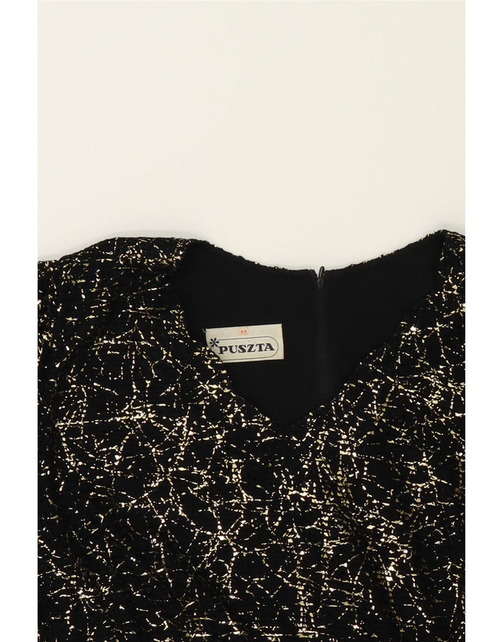 PUSZTA Womens Abstract Pattern Drop Waist Dress IT 44 Medium Black Vintage Puszta and Second-Hand Puszta from Messina Hembry 
