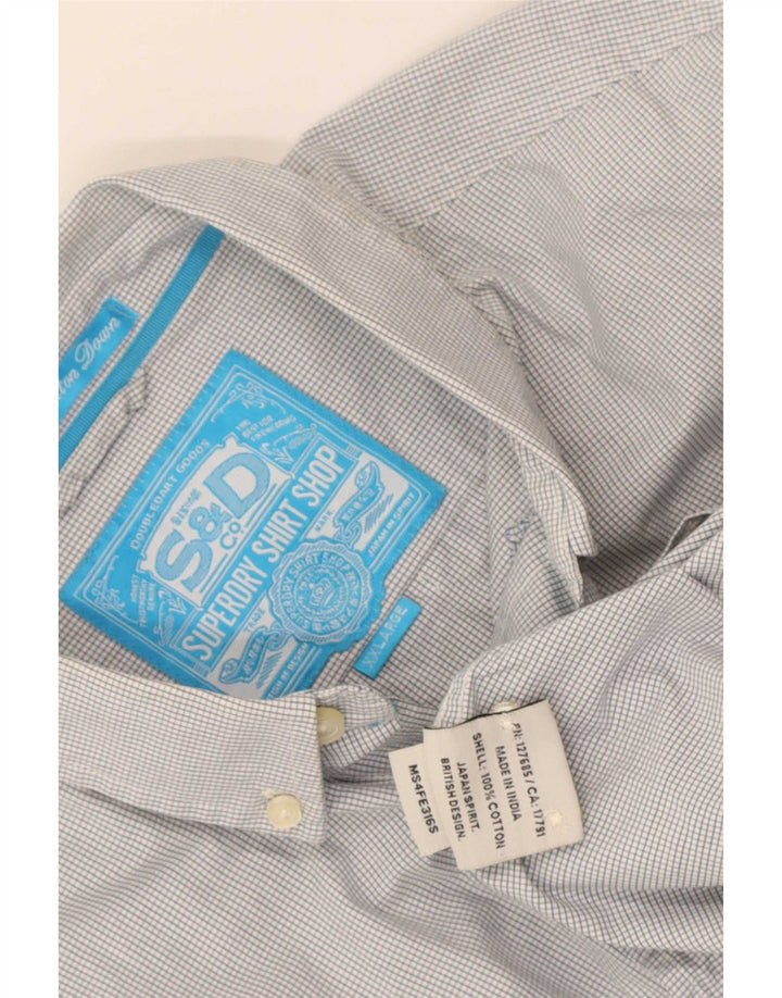Superdry herreskjorte 2XL hvid Gingham bomuld