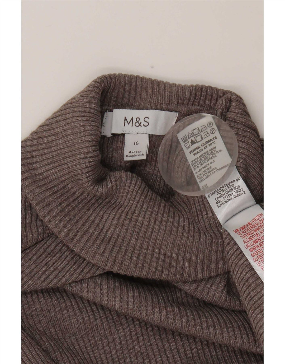 Marks & Spencer Dame Top Langærmet UK 16 Stor Grå Viscose