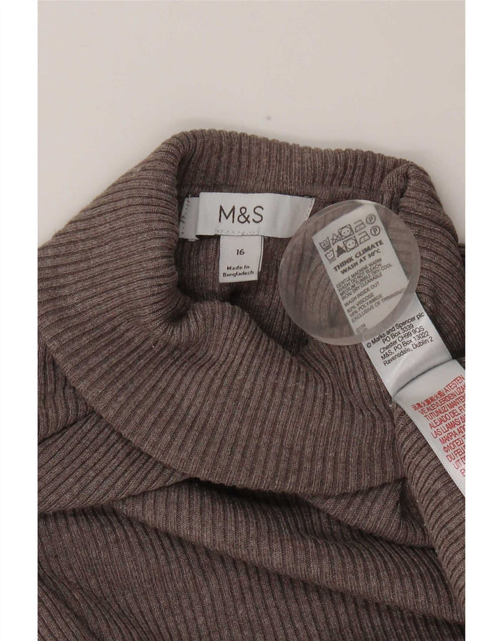 Marks & Spencer Dame Top Langærmet UK 16 Stor Grå Viscose