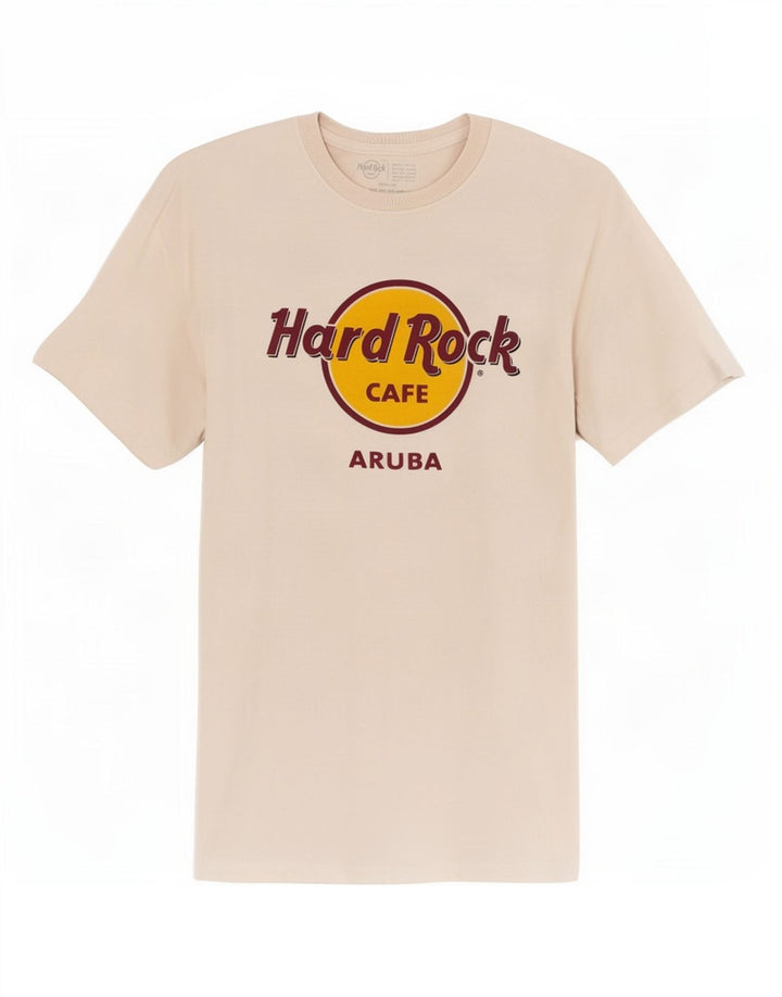 Hard Rock Cafe Herre Aruba Grafisk T-Shirt Top Medium Hvid Bomuld