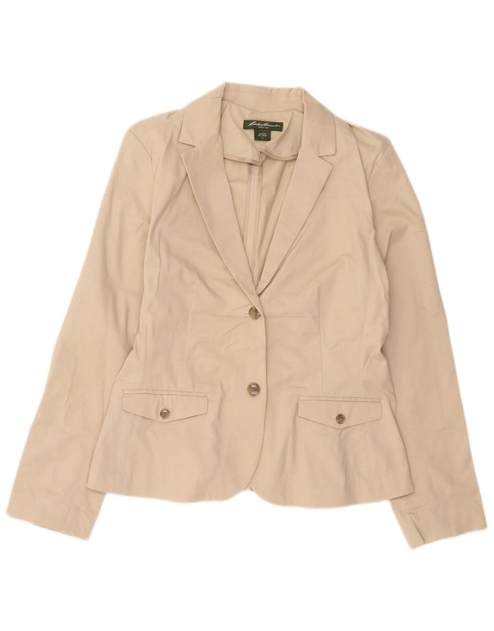 EDDIE BAUER Dame 2-knaps blazerjakke US 10 Stor beige bomuld