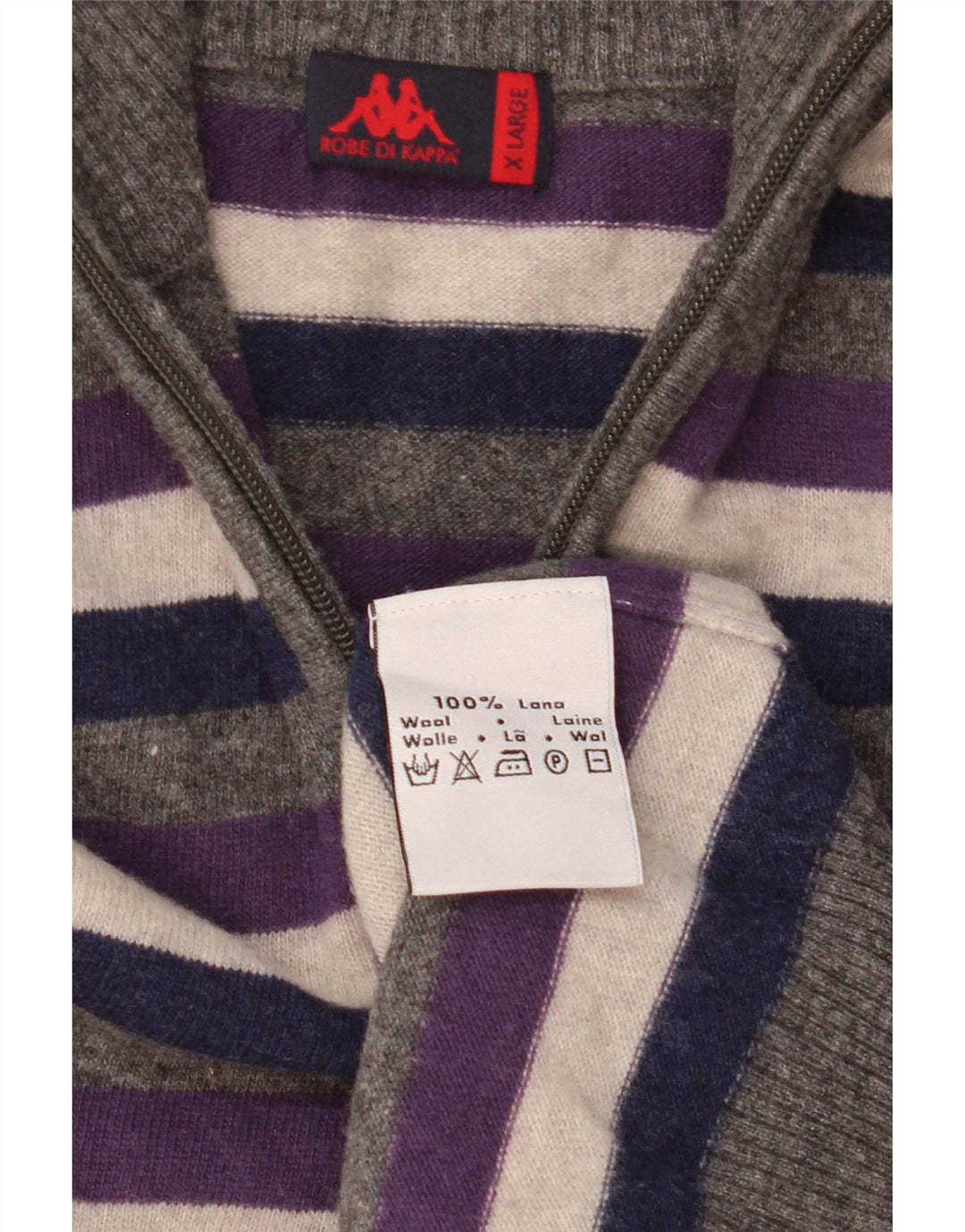 Kappa Herre Zip Neck Jumper Sweater XL Flerfarvet stribet uld
