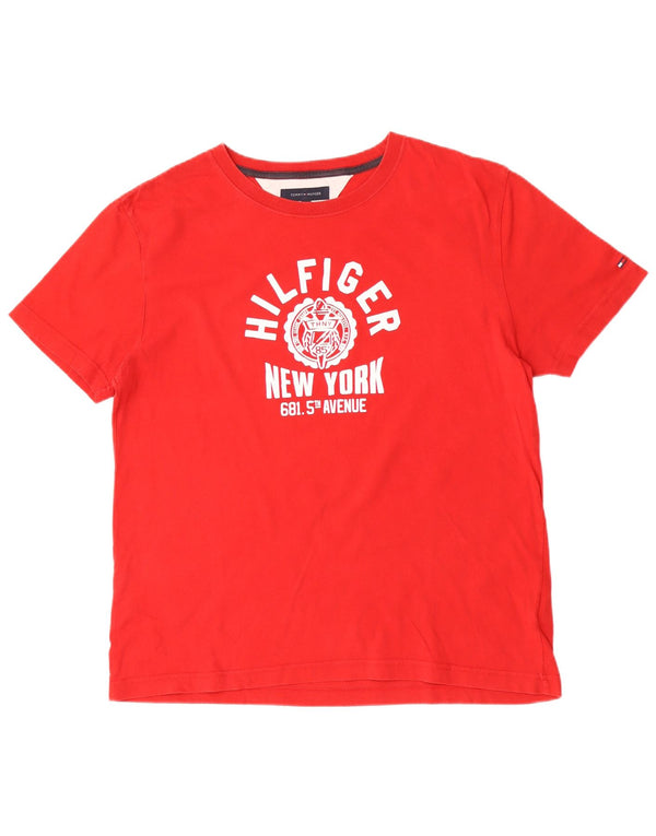 Tommy Hilfiger Herre Grafisk T-Shirt Top XL Rød Bomuld