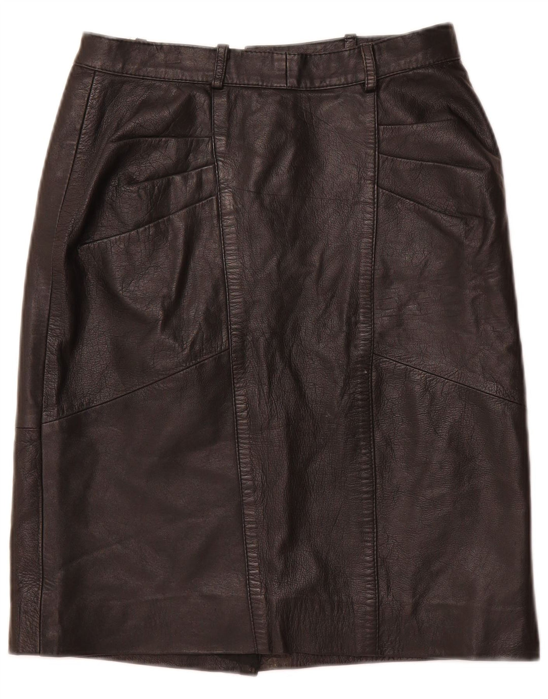 VINTAGE Højtaljet lædernederdel til kvinder IT 48 XL W28 sort læder