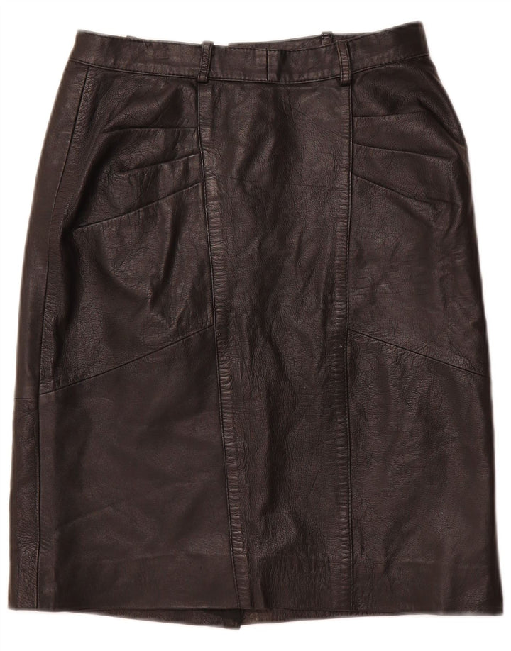 VINTAGE Højtaljet lædernederdel til kvinder IT 48 XL W28 sort læder