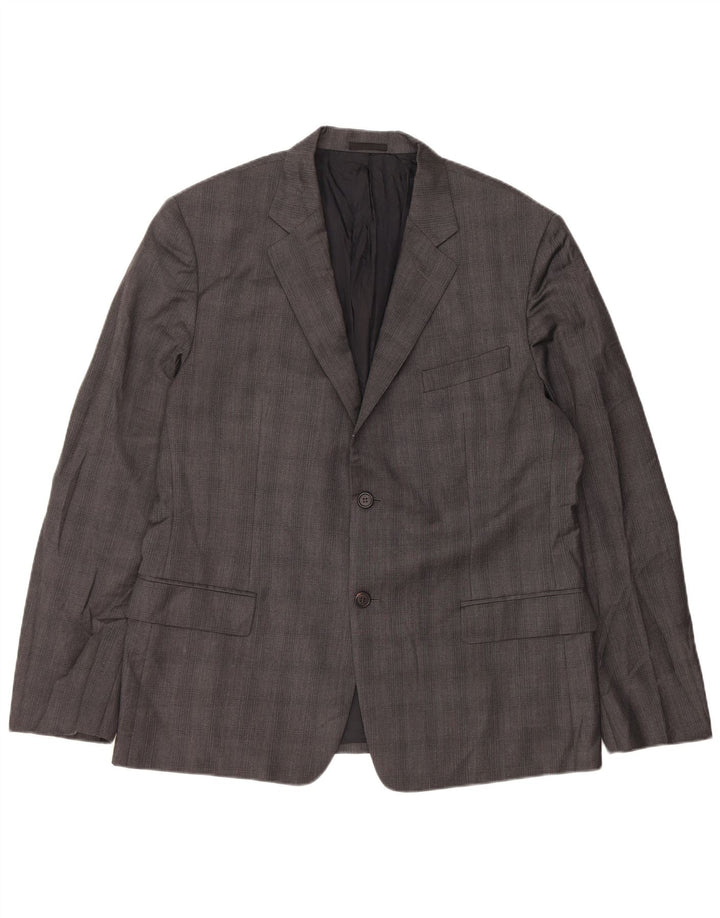 Prada Herre 2-knaps blazerjakke IT 56 2XL Grå ternet viskose