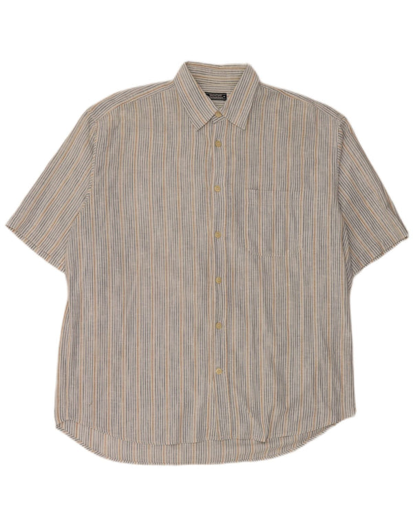 Ermenegildo Zegna Herre Yachting kortærmet skjorte XL grå stribet bomuld