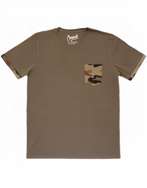 Jack & Jones Herre T-shirt Top Medium Khaki Bomuld
