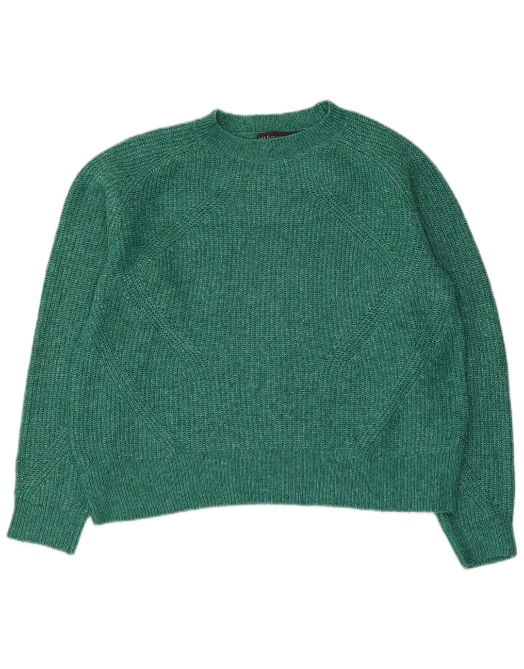 Marks & Spencer Dame sweater med rund hals DK 14 Medium Grøn Flecked