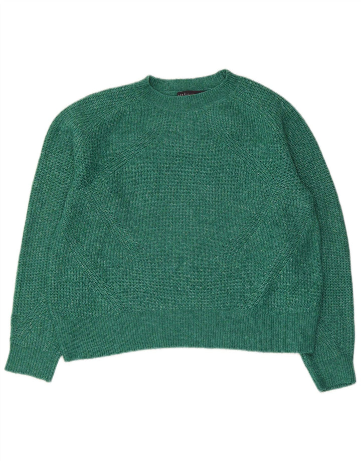 Marks & Spencer Dame sweater med rund hals DK 14 Medium Grøn Flecked