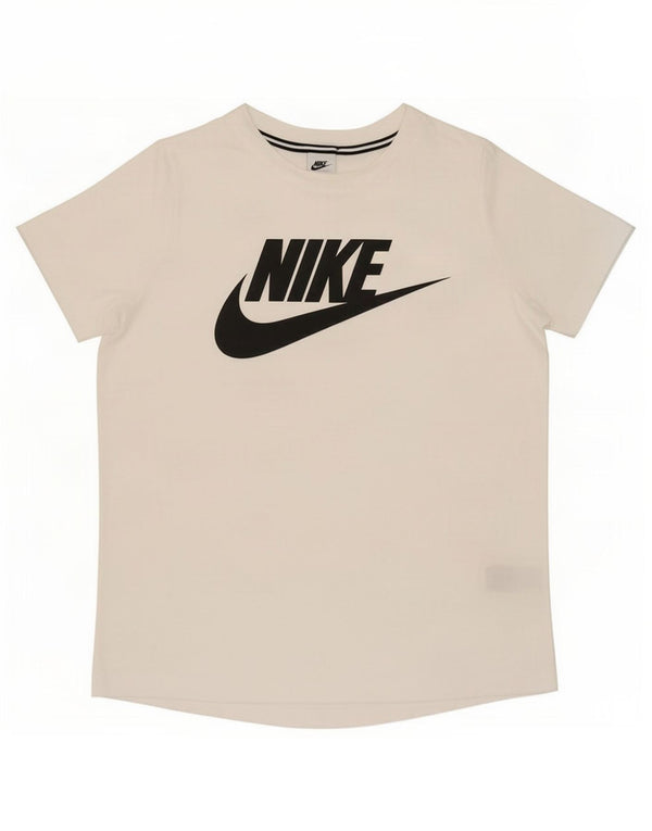 Nike Dame Oversized grafisk T-shirt Top UK 16 Stor hvid polyester