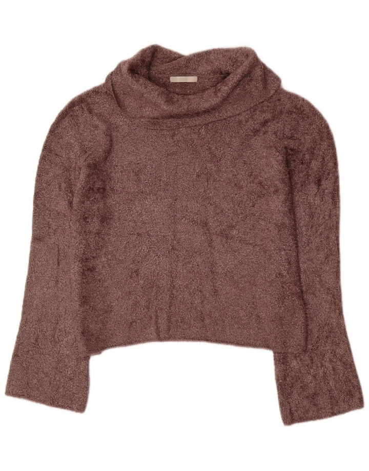 Marks & Spencer Dame Rullehals sweater UK 12 Medium Brown Viscose