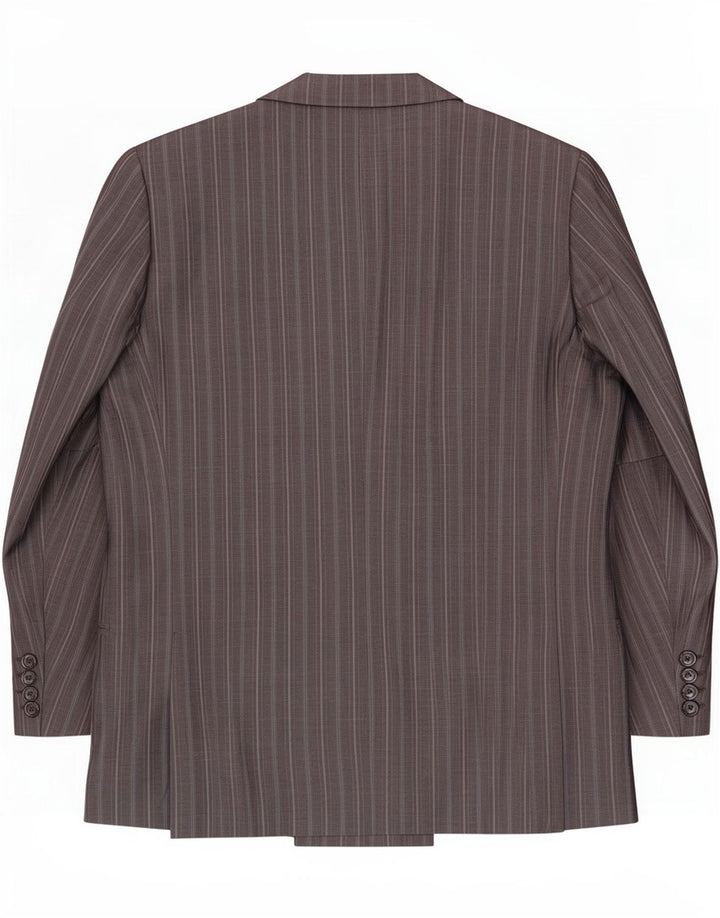 Vintage dobbeltradet blazerjakke til mænd IT 48 Medium Grey Pinstripe Silk