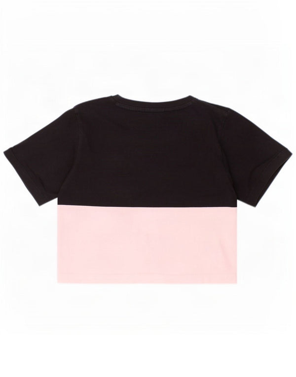 Ellesse Girls Crop Grafisk T-Shirt Top 10-11 år Sort Colourblock Bomuld