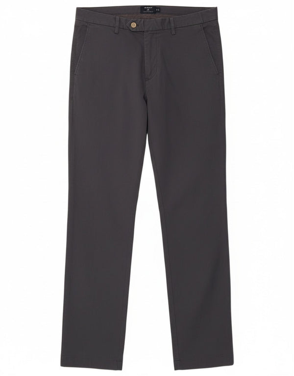 Gant Mens Narrow Fit Low Waist Chino Trousers W32 L34 Navy Blue Cotton