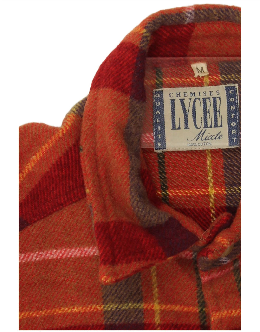 Vintage flannelskjorte til mænd, medium orange plaid bomuld