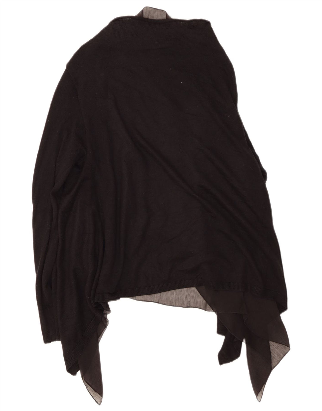 ZARA Dame Asymmetrisk Åben Cardigan Sweater UK 12 Medium Sort Akryl