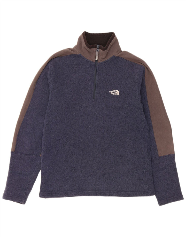 The North Face Herre Zip Neck Sweatshirt Jumper Medium Navy Blue Colourblock