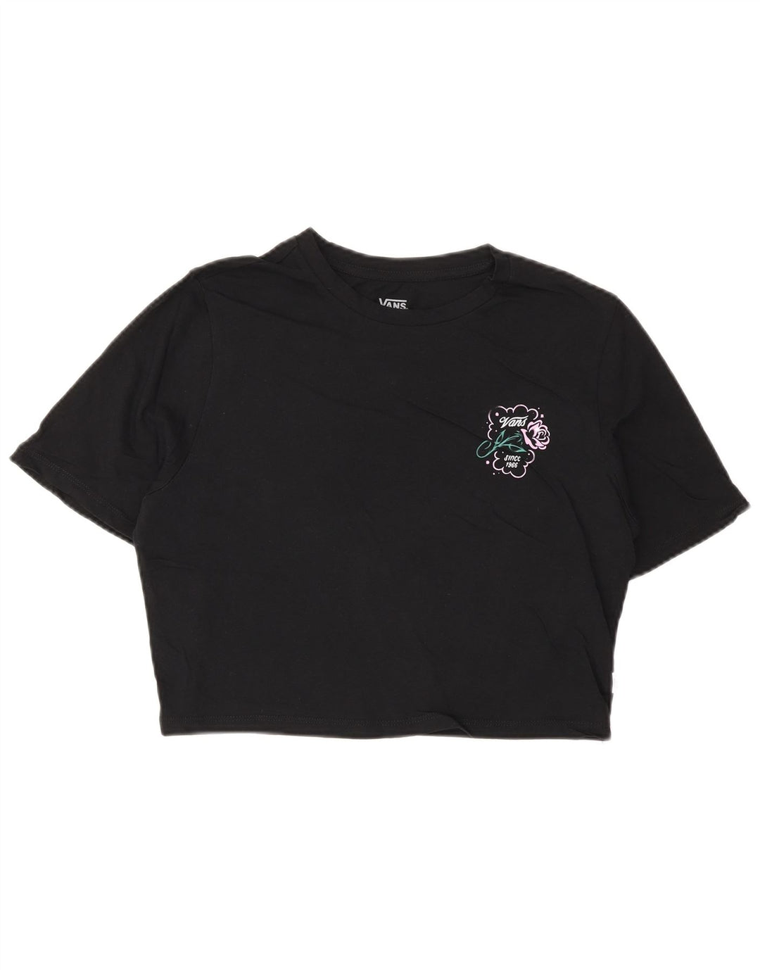 Vans Dame Crop Grafisk T-Shirt Top UK 12 Medium Sort