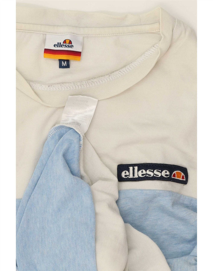Ellesse Herre T-Shirt Top Medium Hvid Colourblock Bomuld