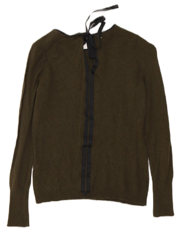 Jigsaw Dame Boat Neck Jumper Sweater UK 10 Small Khaki Lammeuld