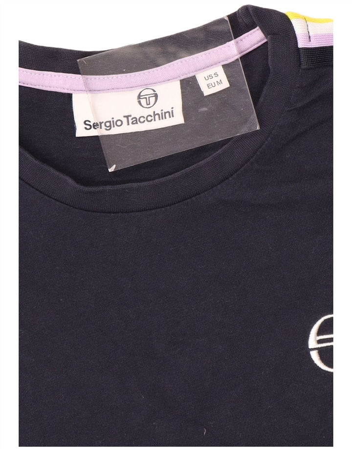 SERGIO TACCHINI Herre T-Shirt Top Small Navy Blue Colourblock