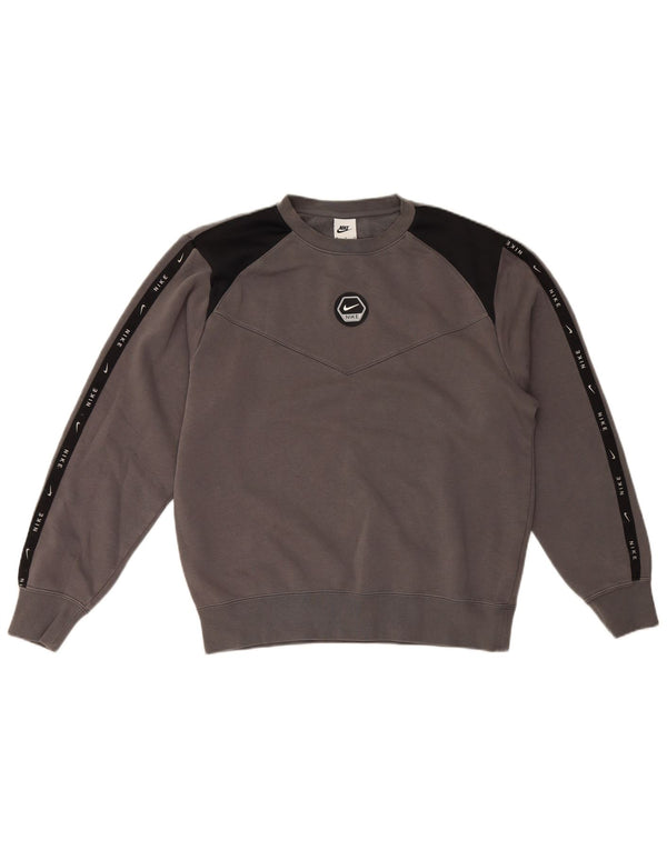 Nike Herre grafisk sweatshirt Jumper Medium Grå Colourblock Bomuld