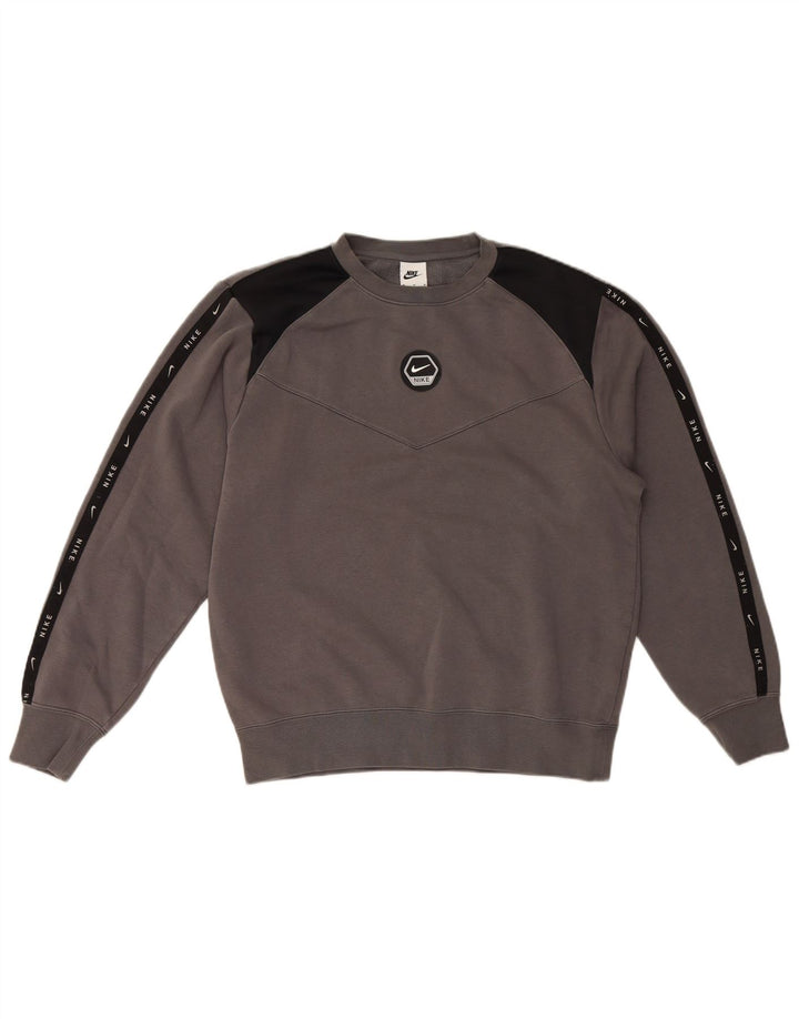 Nike Herre grafisk sweatshirt Jumper Medium Grå Colourblock Bomuld
