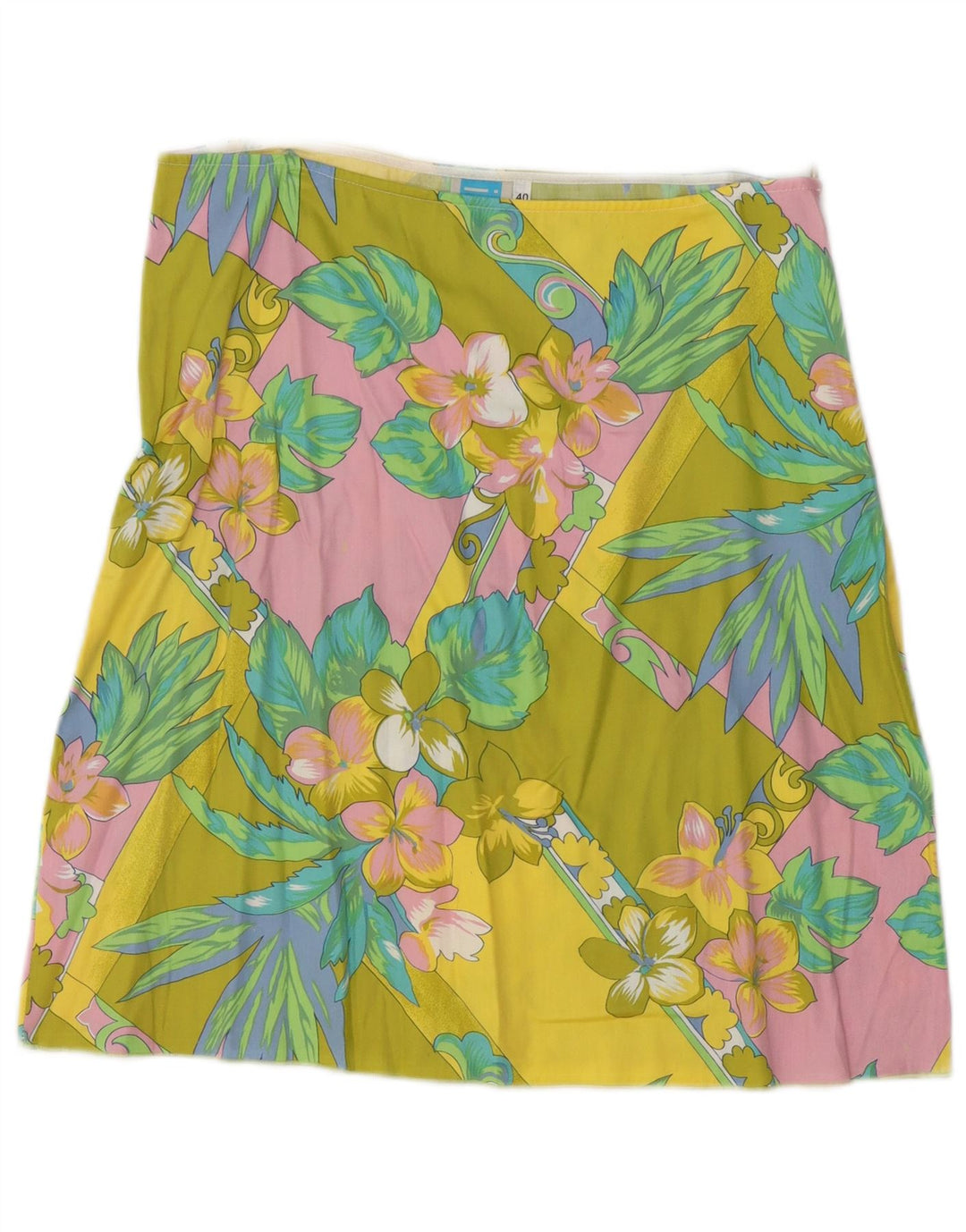 Vintage A-line nederdel til kvinder EU 40 Medium W30 Flerfarvet blomsterbomuld