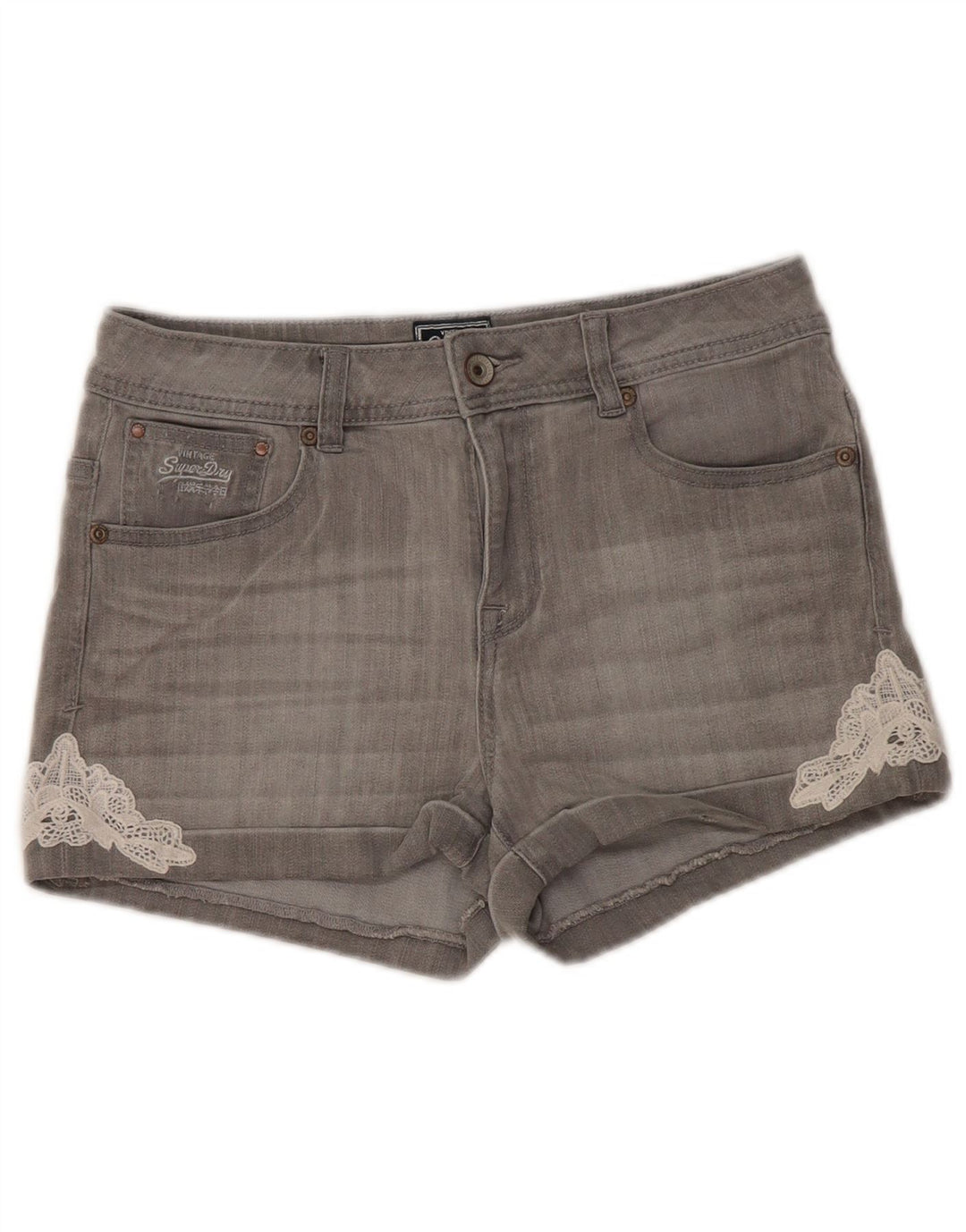 Superdry denimshorts til kvinder W30 mellemgrå bomuld