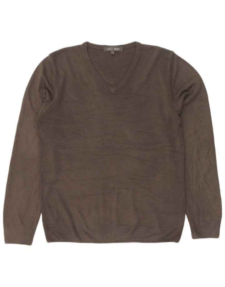 Marks & Spencer Herre V-hals sweater Medium Grå Akryl