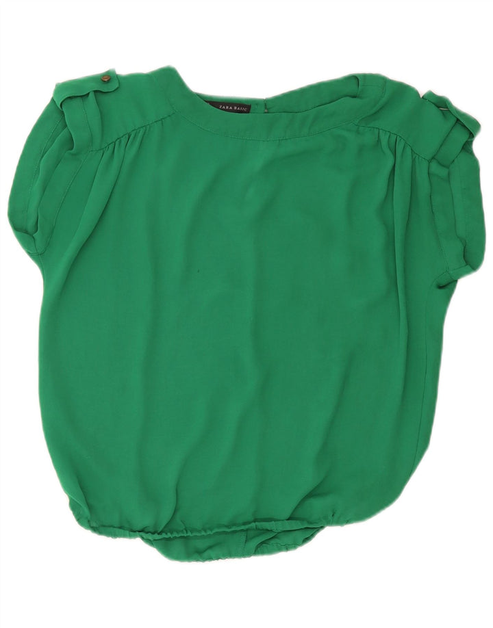 Zara Dame Oversized Bluse Top UK 10 Lille Grøn
