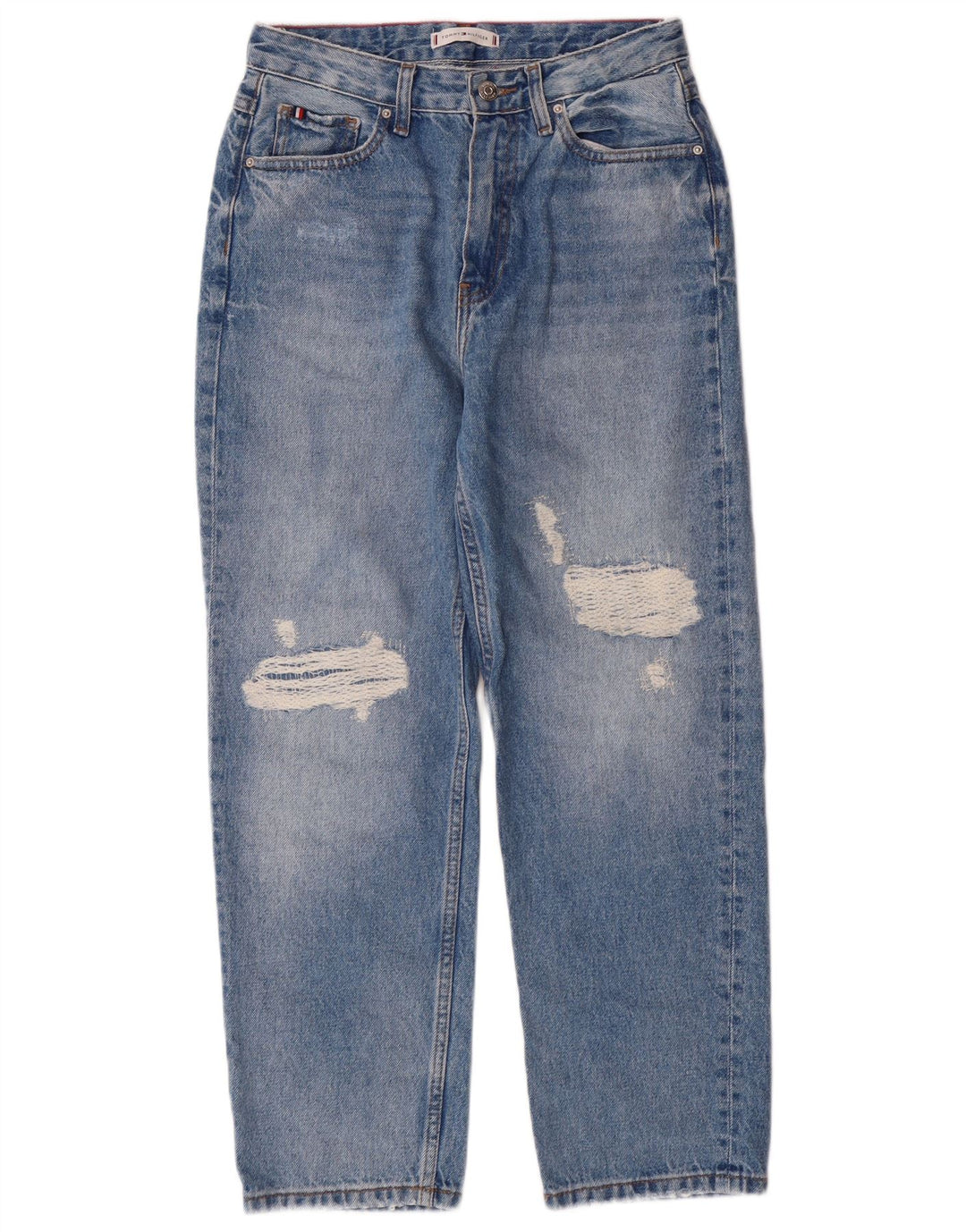 Tommy Hilfiger Dame Distressed High Waist Jeans W27 L28 Blue Classic