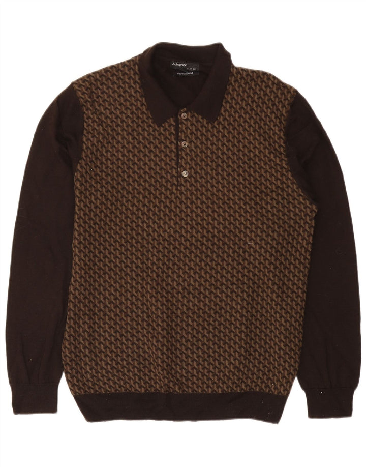 MARKS & SPENCER Herre Autograph Polo Neck sweater Stor Brun