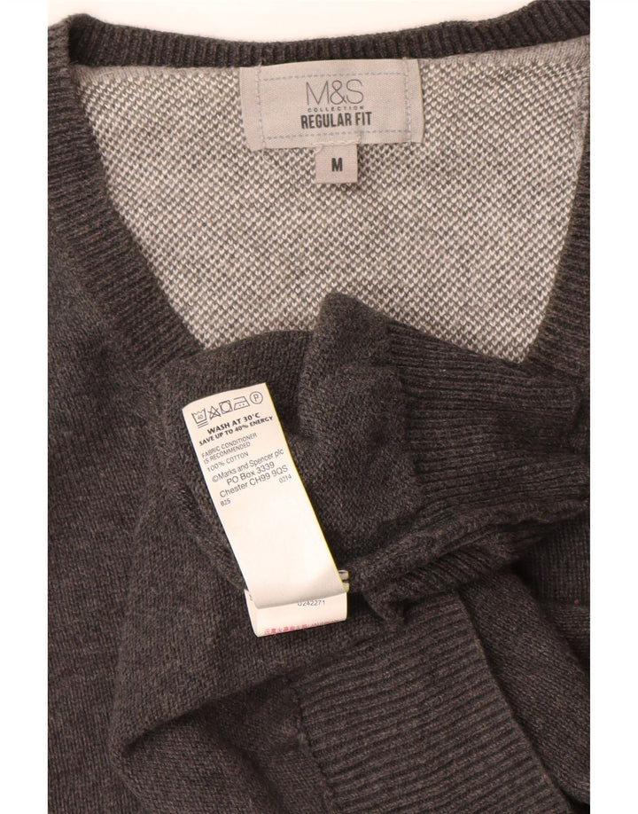 MARKS & SPENCER Herre Regular Fit V-hals sweater mellemgrå