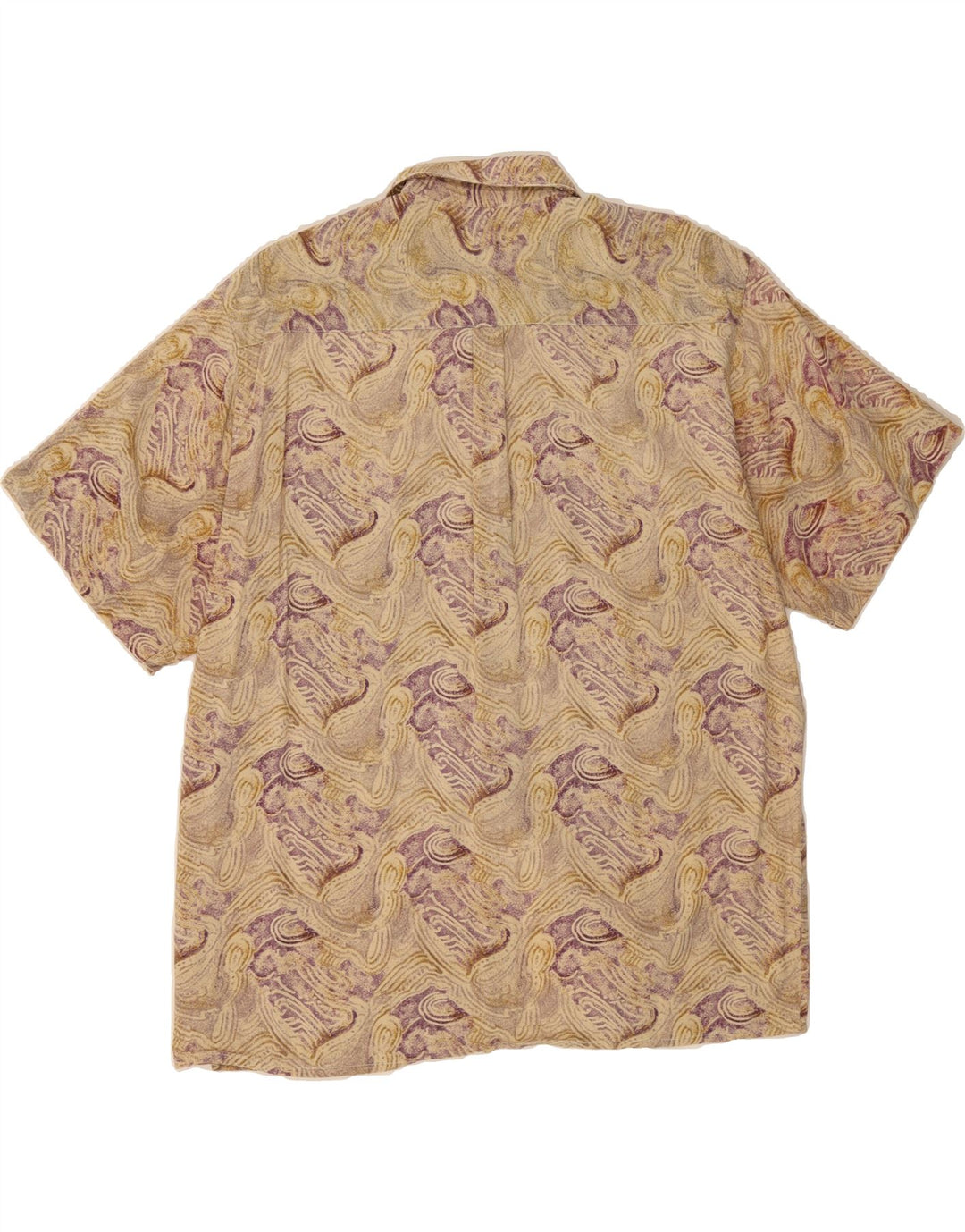 VINTAGE Mens Abstract Pattern Short Sleeve Shirt Medium Beige Vintage Vintage and Second-Hand Vintage from Messina Hembry 