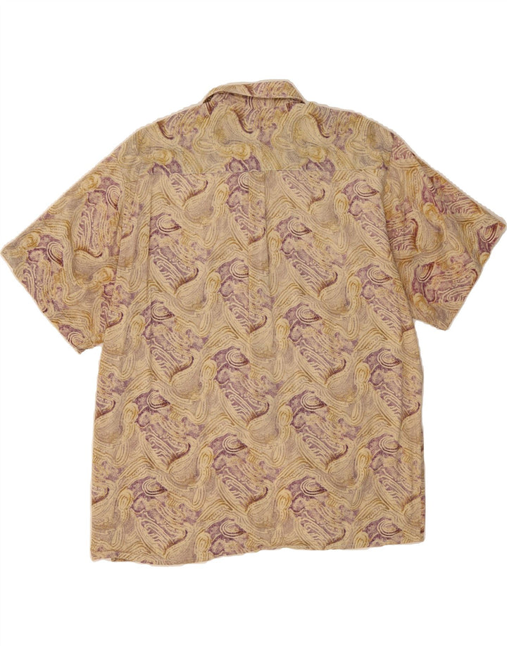 VINTAGE Mens Abstract Pattern Short Sleeve Shirt Medium Beige Vintage Vintage and Second-Hand Vintage from Messina Hembry 