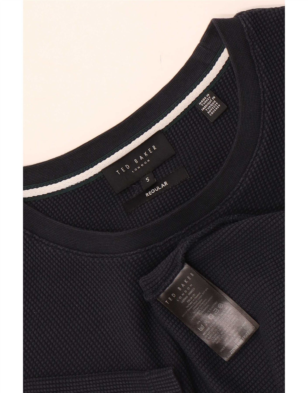 Ted Baker Herre Regular Fit T-Shirt Top Størrelse 5 XL Marineblå Bomuld