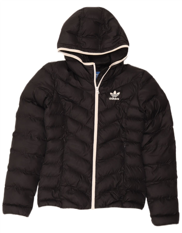 Adidas Polstret hættejakke til kvinder UK 6 XS Sort polyester