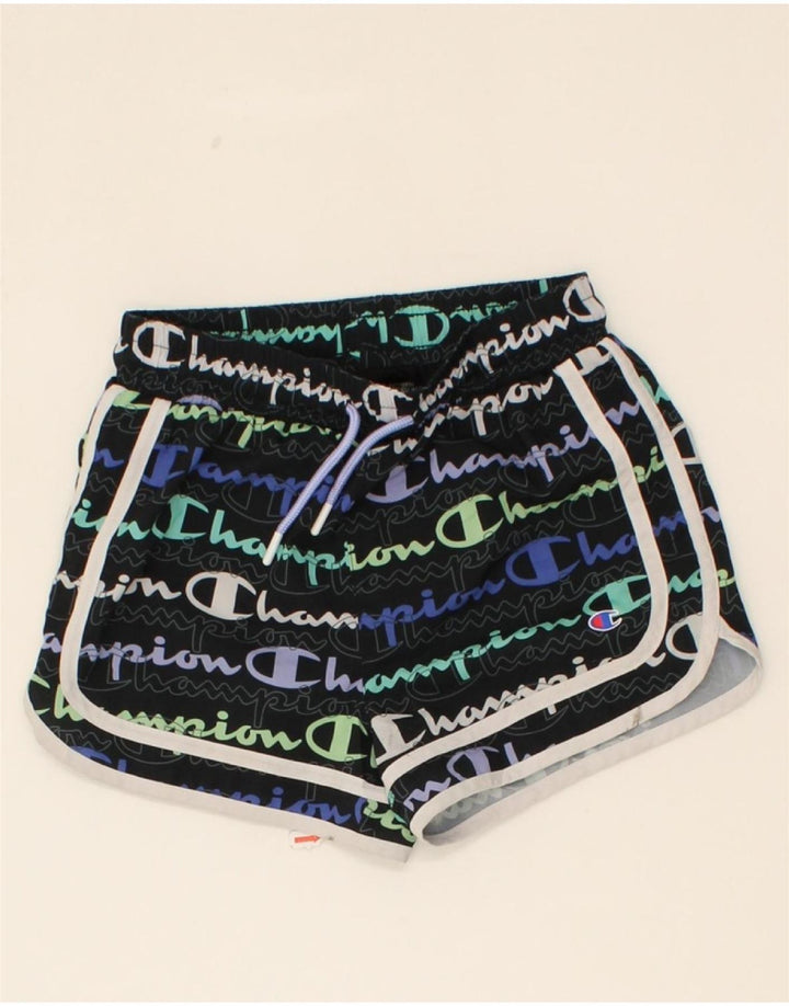CHAMPION Girls Graphic Sport Shorts 7-8 Years  Black Polyester Vintage Champion and Second-Hand Champion from Messina Hembry 
