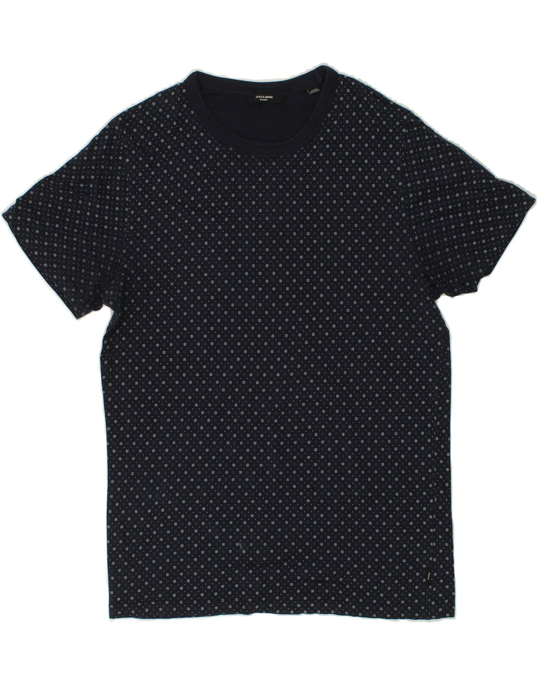 JACK & JONES Mens Abstract Pattern T-Shirt Top Medium Navy Blue Cotton Vintage Jack & Jones and Second-Hand Jack & Jones from Messina Hembry 